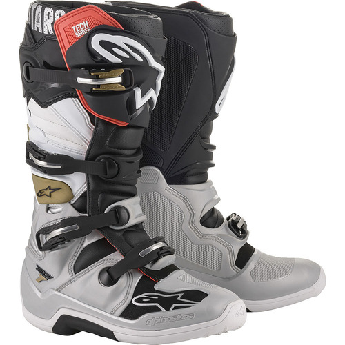 Alpinestars Tech 7 Boots - Black/Silver/White/Gold - 8 - SKU:AS201201482908