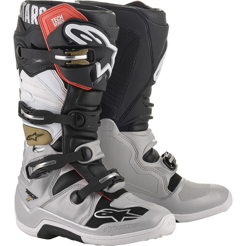 Alpinestars Tech 7 Black Silver White and Gold Boots - Unisex - 10  - SKU:AS201201482910