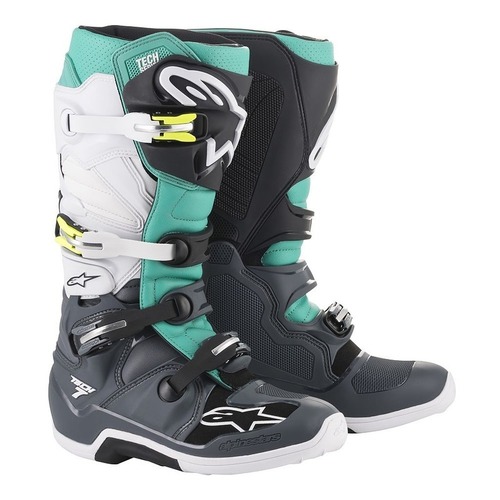 Alpinestars Tech 7 Boot - Dark Grey/Teal/White - 12 - SKU:AS201201490712
