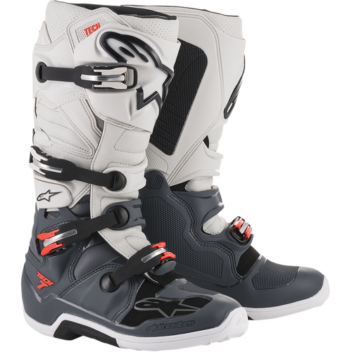 Alpinestars Tech 7 Boots - Light Grey/Dark Drey/Red - 11 - SKU:AS201201493011
