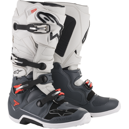 Alpinestars Tech 7 Boots - Light Grey/Dark Drey/Red
