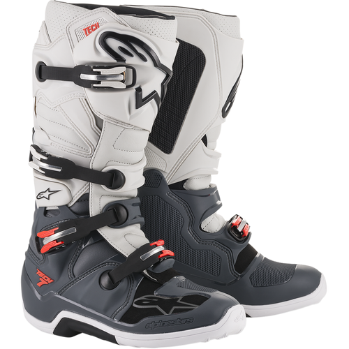Alpinestars Tech 7 Boots - Light Grey/Dark Drey/Red