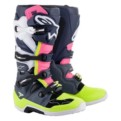 Alpinestars Tech 7 Boots - Dark Grey/Dark Blue/Pink