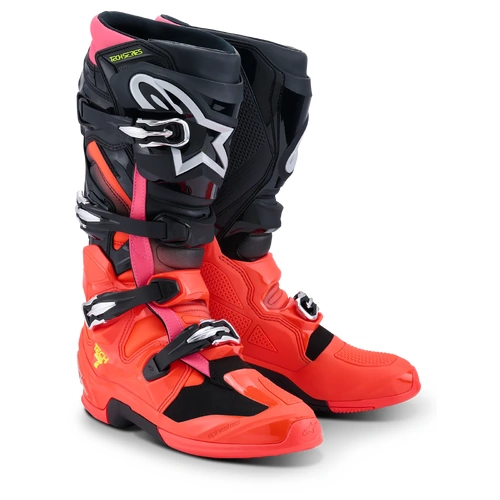 Alpinestars 2026 Tech 7 MX Boots - Black/Fluro Red/Fluro Pink - 5 - SKU:AS2012025157605