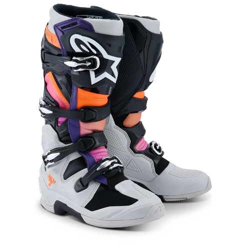 Alpinestars 2026 Tech 7 MX Boots - Black/Light Grey/Fluro Orange/Magenta - 9 - SKU:AS2012025159409