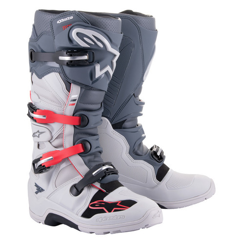 Alpinestars Tech 7 Enduro Boot - Light Grey/Dark Grey/Bright Red - 8 - SKU:AS2012114920408