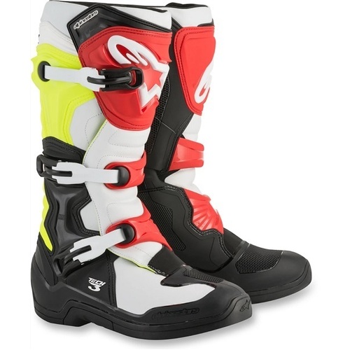 Alpinestars Tech 3 Boots - Black/White/Yellow/Red - 9 - SKU:AS201301805309