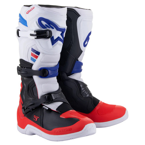 Alpinestars Tech 3 Boots - White/Bright Red/Dark Blue - 10 - SKU:AS2013018230710