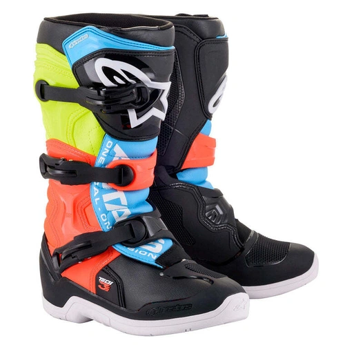 Alpinestars Tech 3S V2 Youth Boots - Black/Fluro Yellow/Fluro Red - 2 - SKU:AS201401815302