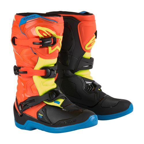 Alpinestars Tech 3S Youth Boot - Fluro Orange/Enamel Blue/Fluro Yellow - 7 - SKU:AS2014024475507