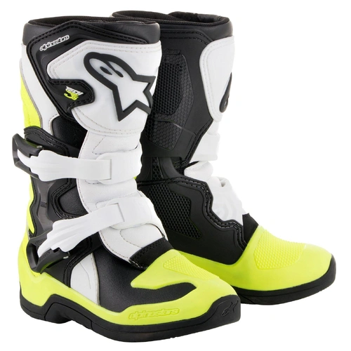 Alpinestars Kids Tech 3S Boots - Black/White/Yellow Fluorescent - 13 - SKU:AS201451812513