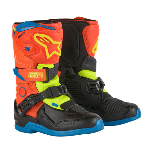 Alpinestars Tech 3S Kids Boot - Fluro Orange/Enamel Blue/Fluro Yellow - K1 - SKU:AS2014524475501