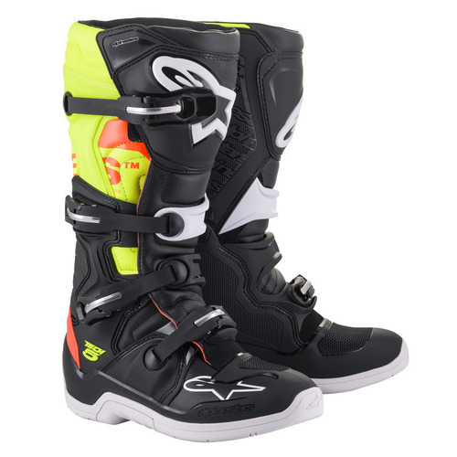 Alpinestars Tech 5 Boot - Black/Fluro Red/Fluro Yellow - 6 - SKU:AS201501513506