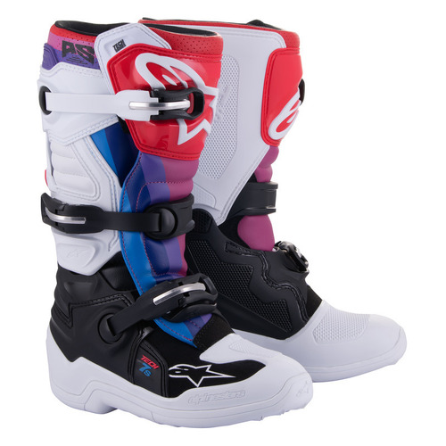 Alpinestars Tech 7S Boot  - Black/White/Rainbow - Y4 - SKU:AS2015017028904