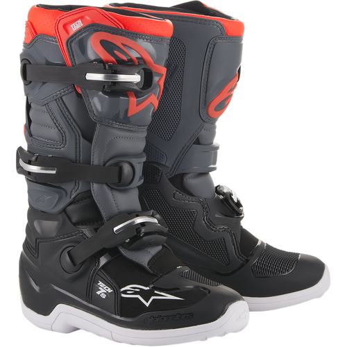 Alpinestars Youth Tech 7S Boots - Black/Dark Grey/Red