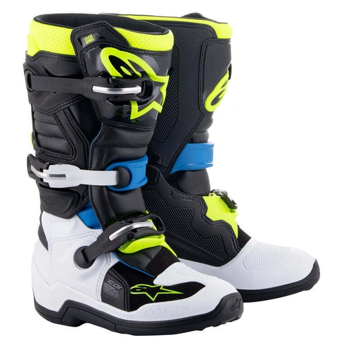 Alpinestars Tech 7S Youth Boots - Black/Enamel/Blue/Yellow - 5 - SKU:AS2015017179505