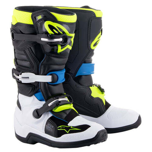 Alpinestars Tech 7S Youth Boots - Black/Enamel/Blue/Yellow - 8 - SKU:AS2015017179508