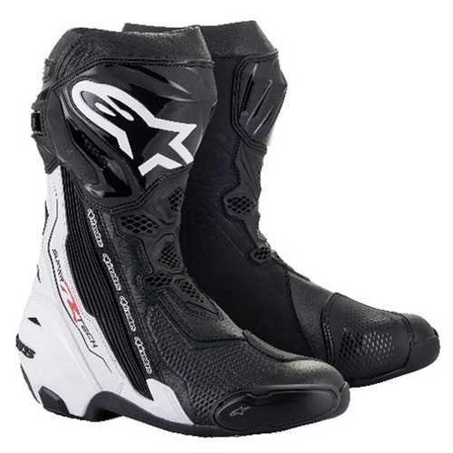 Alpinestars Supertech R V2 Vented Boots - Black/White - 43 - SKU:AS2220121001243