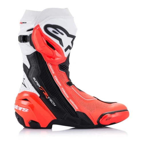 Alpinestars Supertech R V2 Boot - Black/White/Fluro Red - 41 - SKU:AS2220121012441