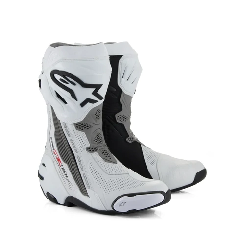 Alpinestars Supertech R Vented Motorcycle Boots - White/Mid Grey/Black