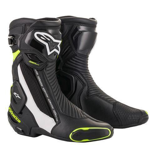 Alpinestars SMX Plus V2 Road Boots - Black/White/Yellow - 40 - SKU:AS2221019012540