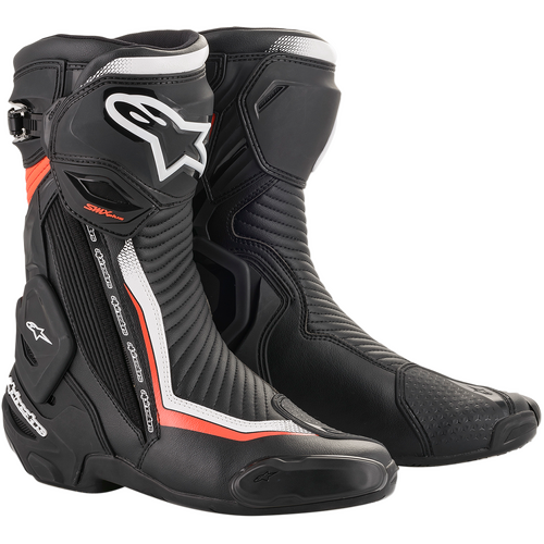 Alpinestars SMX Plus V2 Boots - Black/White/Red Fluorescent - 44 - SKU:AS2221019123144
