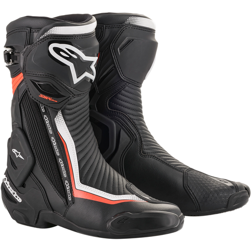 Alpinestars SMX Plus V2 Boots - Black/White/Red Fluorescent - 45 - SKU:AS2221019123145