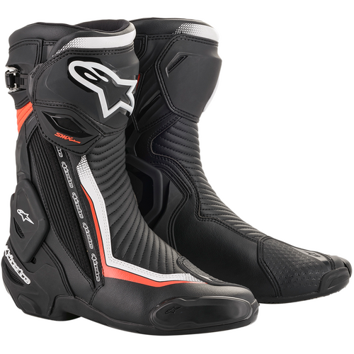 Alpinestars SMX Plus V2 Boots - Black/White/Red Fluorescent - 46 - SKU:AS2221019123146