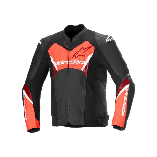 Alpinestars Faster V3 Air Leather Jacket - Black/Fluro Red - 48 - SKU:AS3103625103048