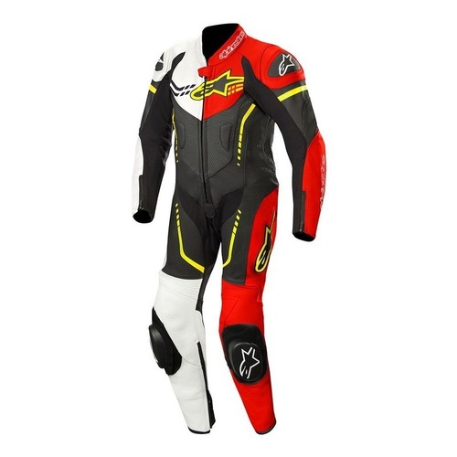 Alpinestars Youth GP Plus 1 Pce Suit - Black/White/Fluro Red/Fluro Yellow - 140 - SKU:AS3140518123614