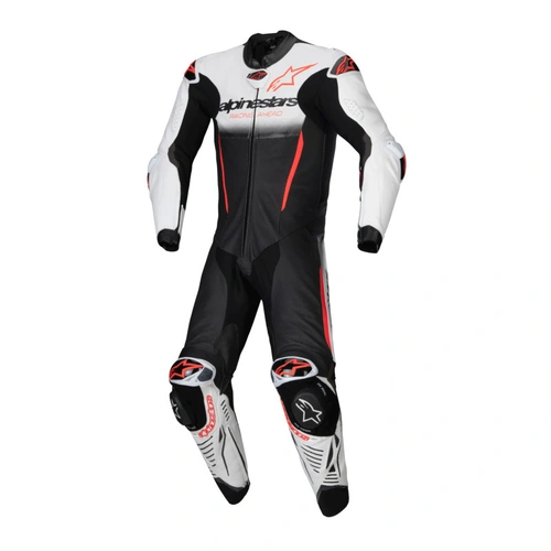 Alpinestars GP-R7 1 Pce Leather Suit - White/Black/Fluro Red - 52 - SKU:AS3150125023352