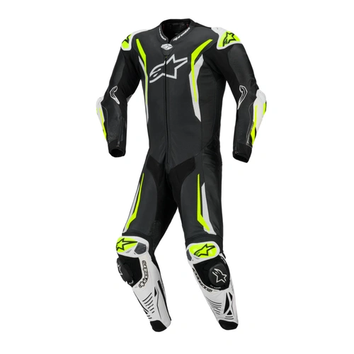 Alpinestars GP Tech V5 1 Piece Leather Suit - Black/White/Yellow Fluro