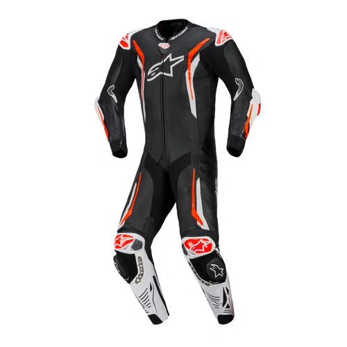 Alpinestars GP Tech V5 1 Piece Leather Suit - Black/White/Red Fluro