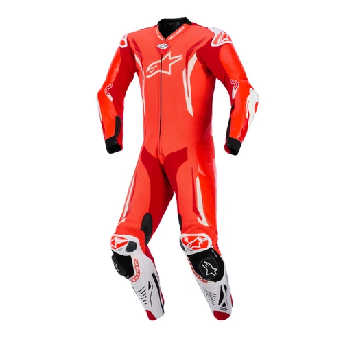 Alpinestars GP Tech V5 1 Piece Leather Suit - Fluro Red/Bright Red/White
