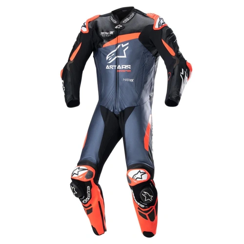 Alpinestars GP Plus V4 1 Pce Leather Suit - Black/Fluro Red/Dark Blue - 56 - SKU:AS3150523135756