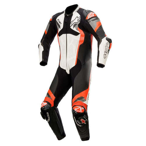 Alpinestars Atem V4 1 Piece Leather Suit - White/Black/Red - 48 - SKU:AS3156520213148