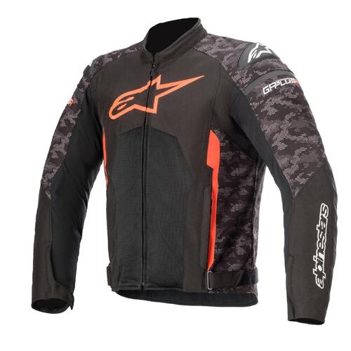 Alpinestars T-GP Plus R V3 Air Jacket - Black/Camo/Red Fluorescent - L - SKU:AS3300620099460