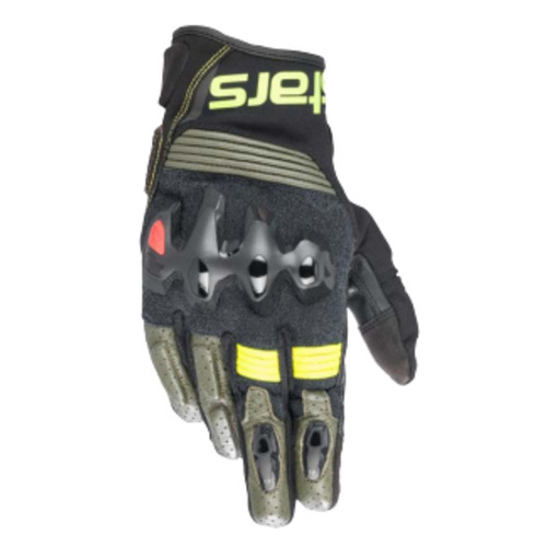 Alpinestars Halo Leather Gloves - Green/Black/Fluro Yellow - 56 - SKU:AS3504822608556