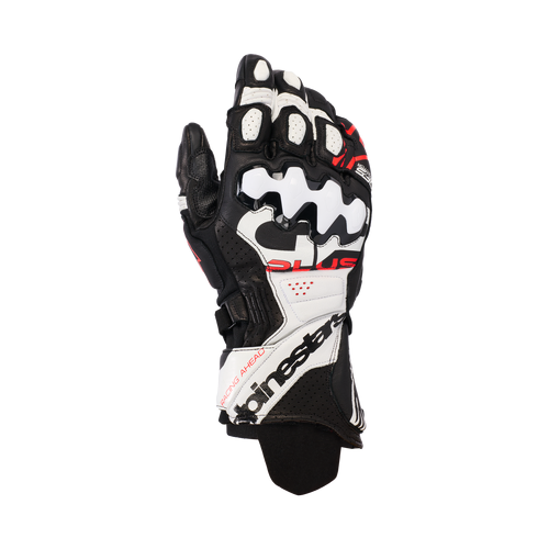Alpinestars GP Plus R V3 Leather Gloves - Black/White/Fluro Red - 60 - SKU:AS3550825123160
