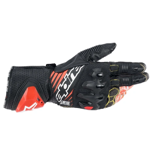 Alpinestars GP Tech V2 Gloves - Black/White/Red Fluo - M - SKU:AS3556622123158