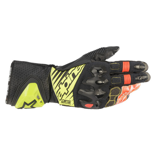 Alpinestars Gp Tech V2 Gloves - Black/Fluro Yellow/Fluro Red - 62 - SKU:AS3556622150362
