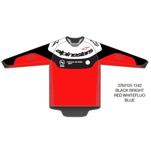 Alpinestars 2025 Pro-Dura Jersey - Black/Bright Red/Fluro White/Blue - 56 - SKU:AS3760125134256
