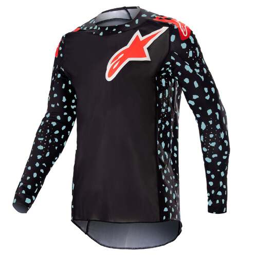 Alpinestars 2023 Supertech North Jersey - Black/Neon Red - M - SKU:AS3760523139758