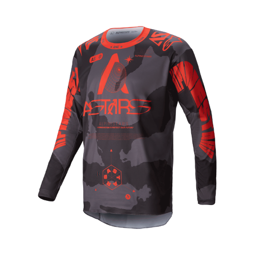 Alpinestars 2025 Racer Hollow Jersey  - Grey Camo/Fluro Orange - S - SKU:AS3760925918856