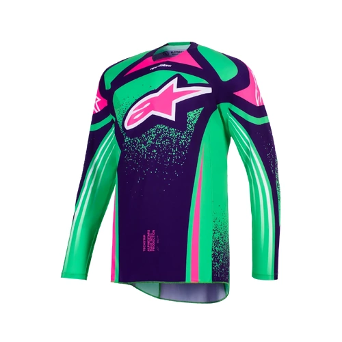 Alpinestars 2026 Techstar Nomur MX Jersey - Deep Purple/Green/Fluro Pink - S - SKU:AS3761026312956