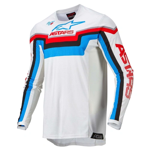 Alpinestars Techstar Quadro Jersey - White/Blue/Red - 2XL - SKU:AS3761122207364