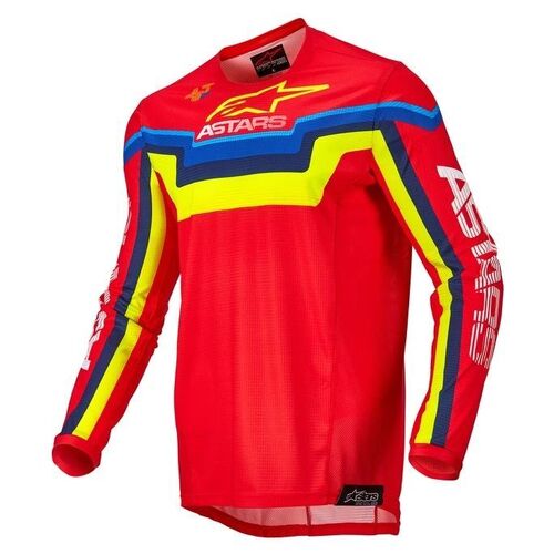 Alpinestars 2022 Techstar Quadro Red Yellow Blue Jersey - Red - Medium - Adult  - SKU:AS3761122305758