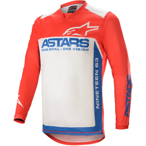 Alpinestars Racer Supermatic Jersey - Bright Red/Blue - S - SKU:AS3761521317256