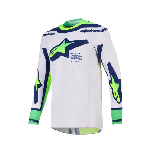 Alpinestars 2026 Supertech Vista MX Jersey - Light Grey/Fluro Yellow/Blue - S - SKU:AS3762026957056