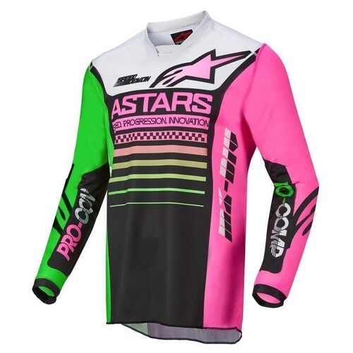 Alpinestars 2022 Racer Compass Black Green Pink Jersey - SKU:AS3762122166964